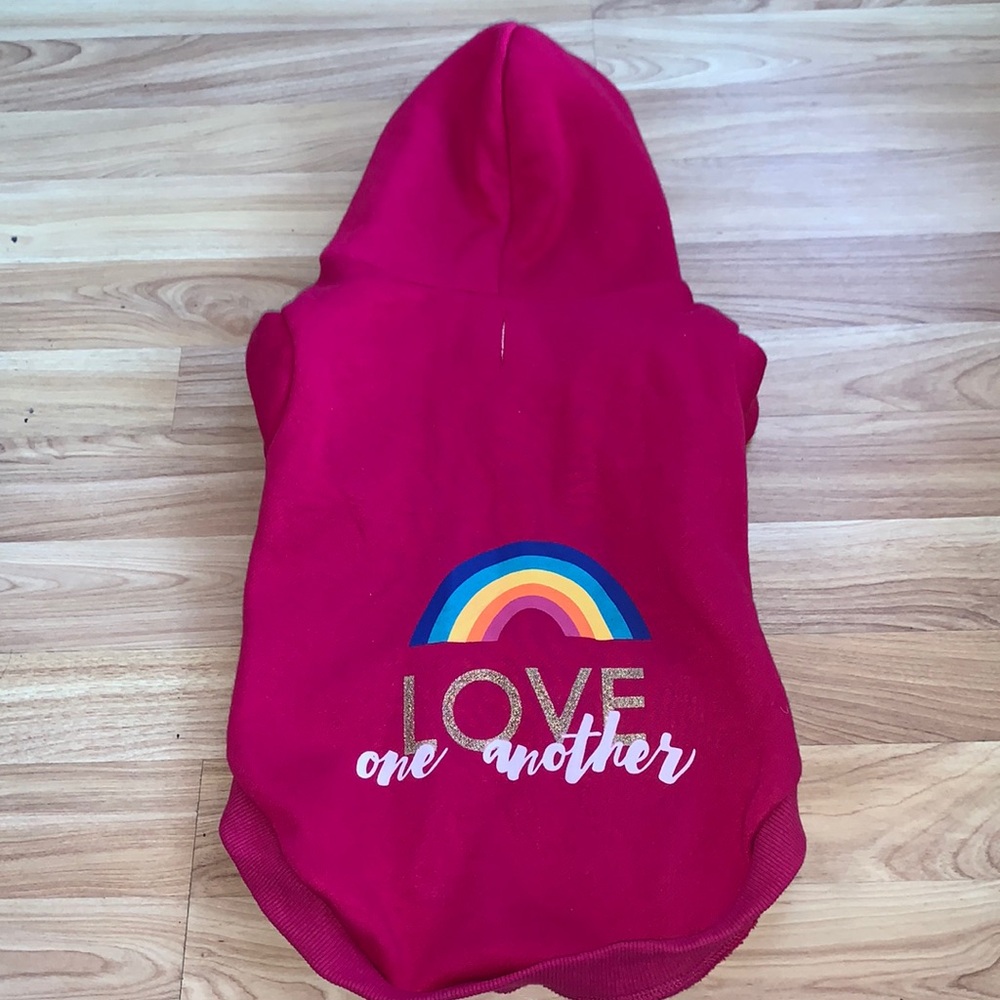 Sydney & Co | love one another rainbow dog sweater medium
